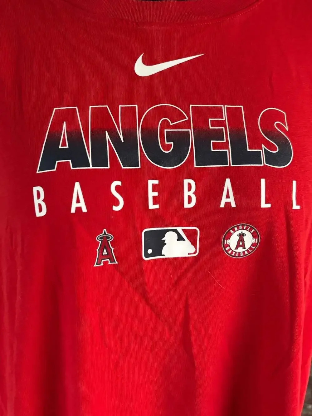 Nike The Nike Tee Angels Baseball Men's XL Dri-Fit Athletic Cut red
